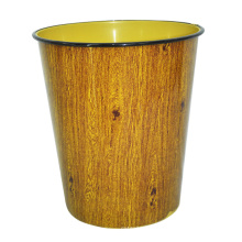 Round Plastic Wood Design Open Top Waste Bin (B06-2018-4)